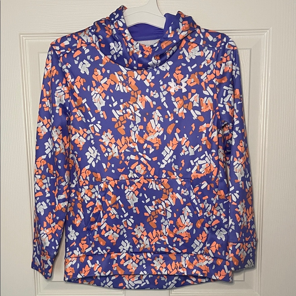 Under Armour Kids Purple Floral Print Hoodie with Orange & White Accents